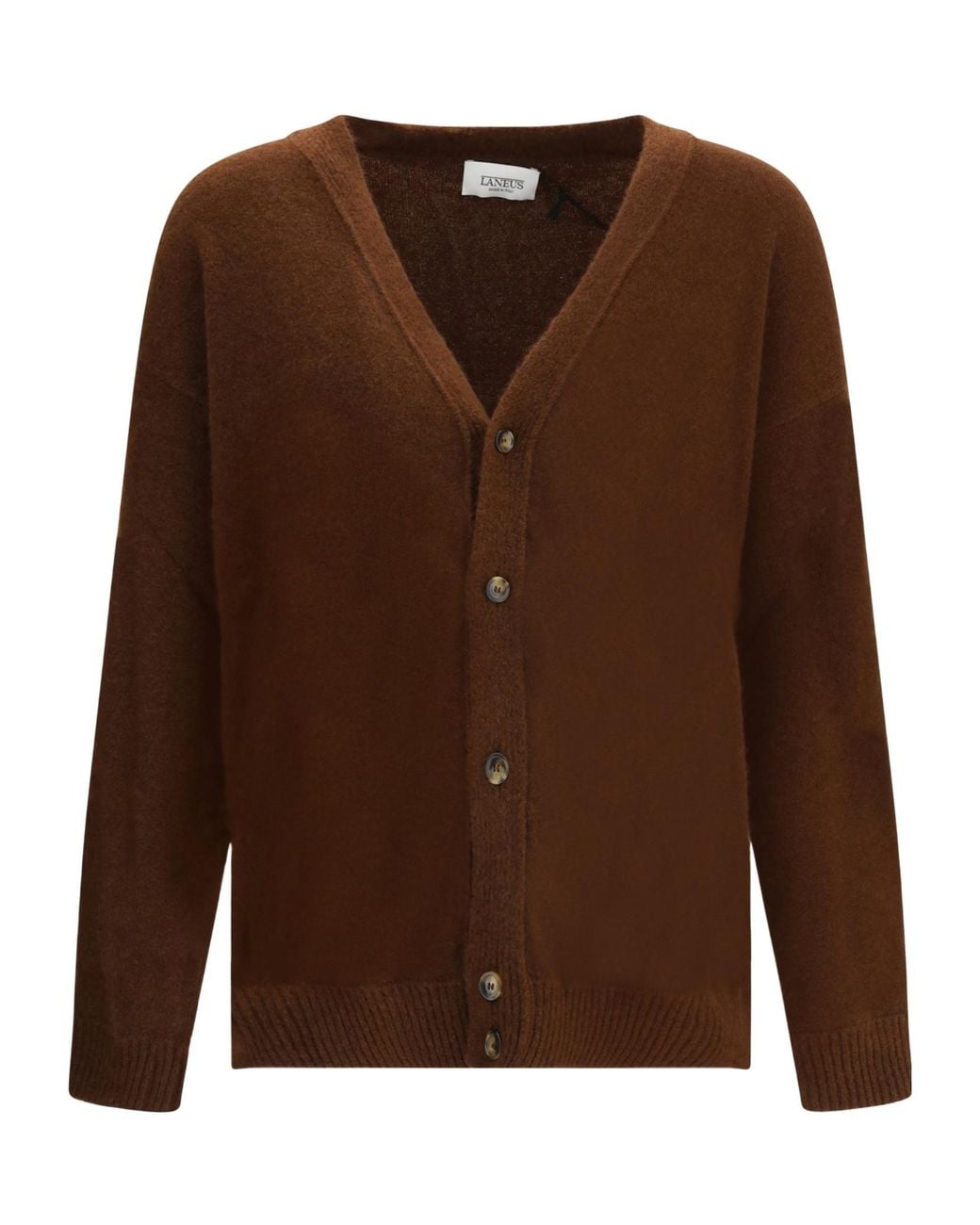 Laneus Brown Button-Up Knitted Cardigan for men