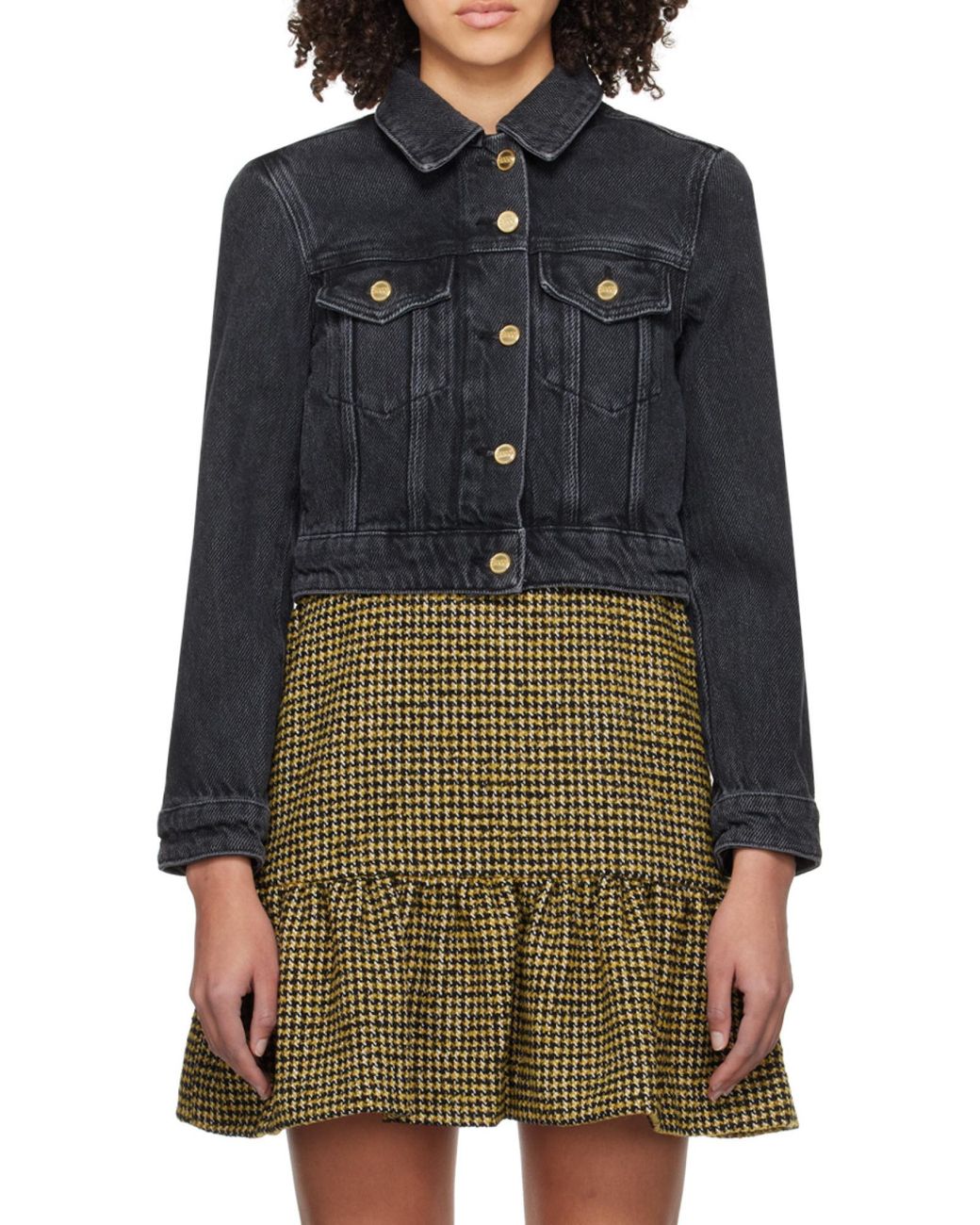 Ganni Blue Washed Cropped Denim Jacket