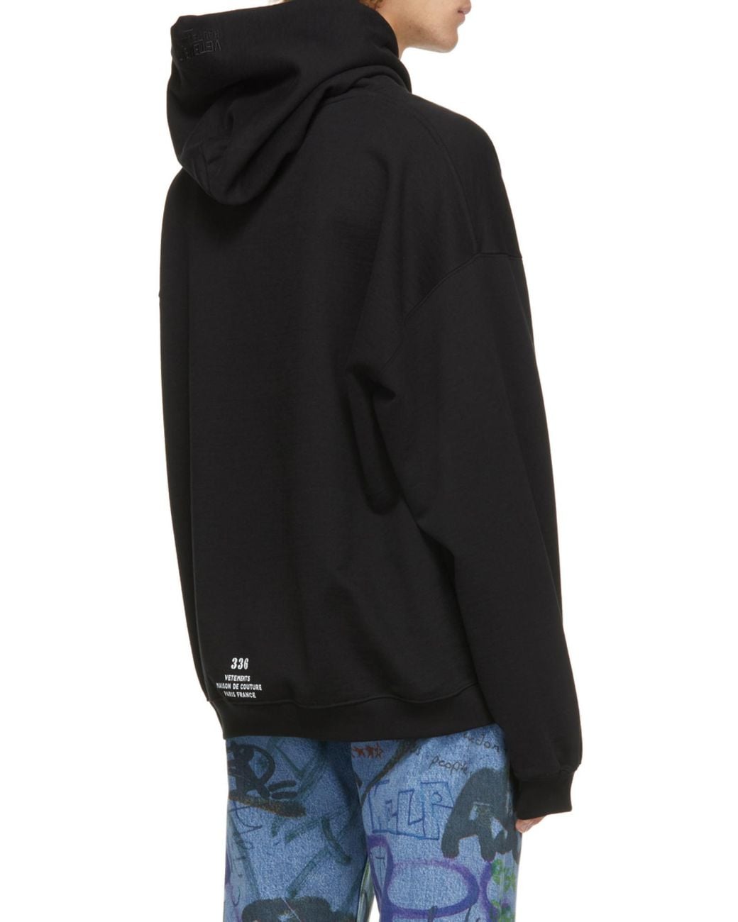 Vetements Black Logo-Print Pocket Hoodie for men