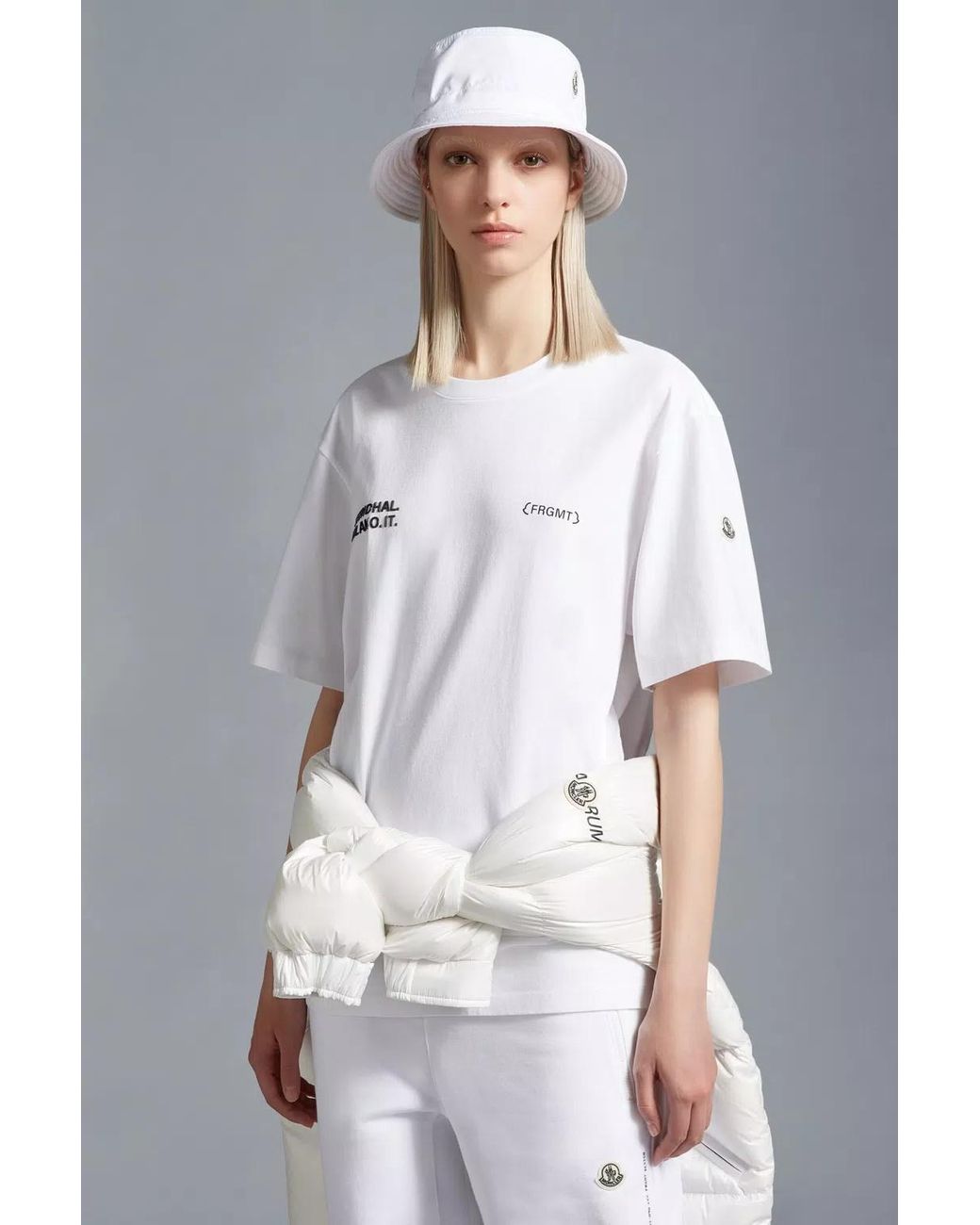 Moncler White Logo Motif T-Shirt for men