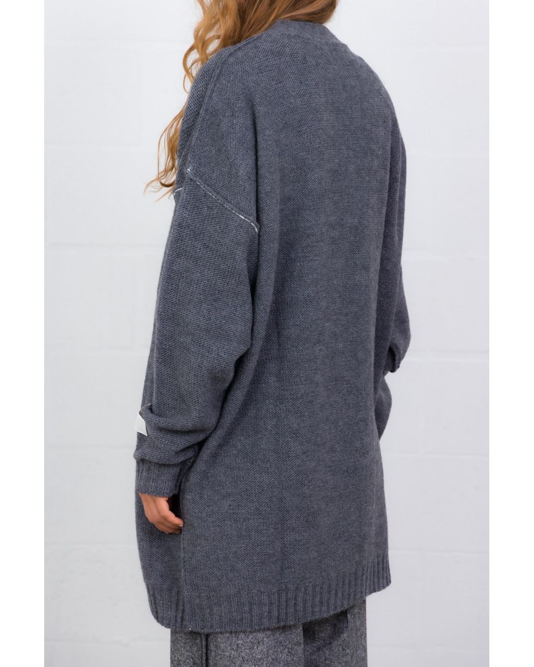MM6 by Maison Margiela Gray Button-Fastening Oversized Knitted Cardigan