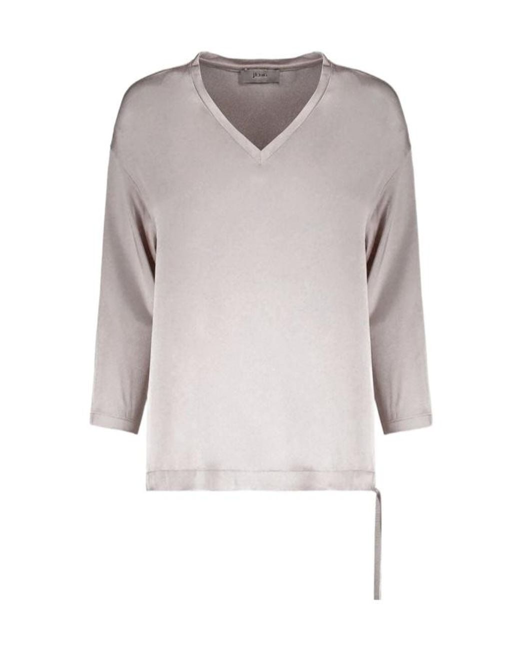Herno Gray Drawstring V-Neck Blouse