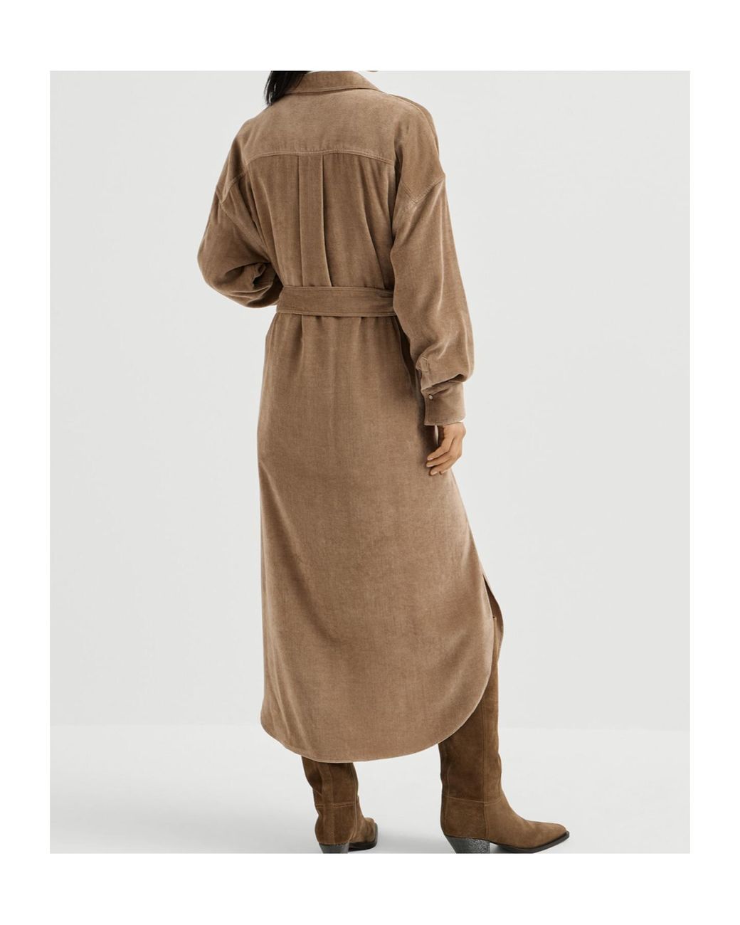 Brunello Cucinelli Natural Fluid Corduroy Shirt Dress