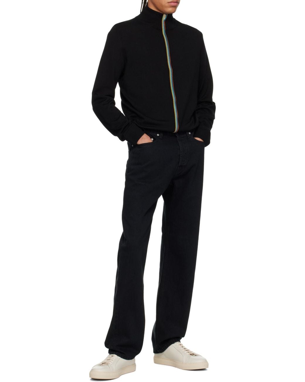 Paul Smith Black Signature Stripe Zip Cardigan for men