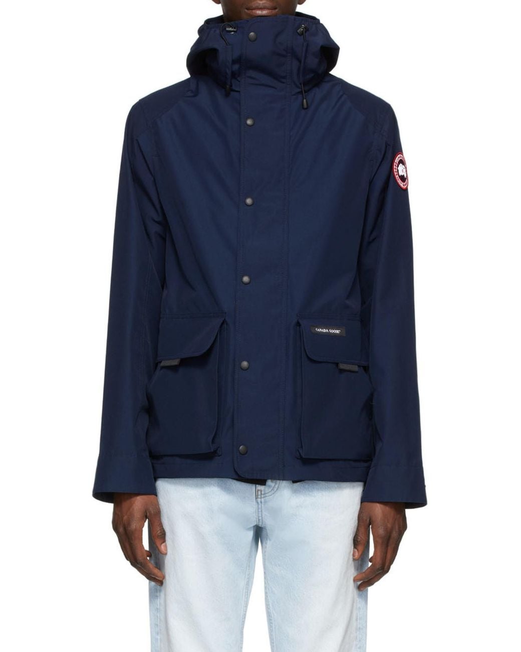 Canada Goose Blue Lockeport Logo Detailed Hooded Jacket for men