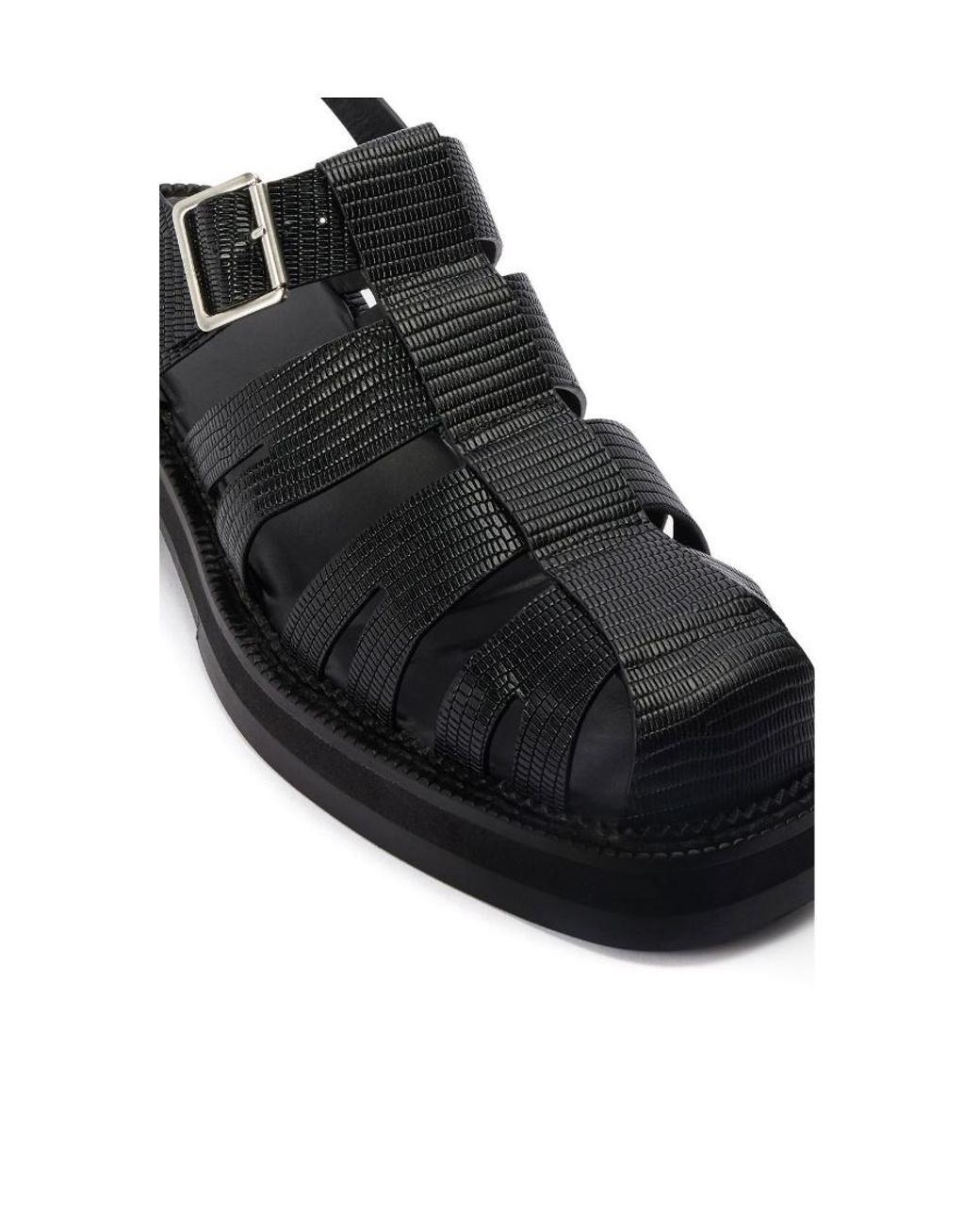 AMI Black Caged Ankle Strap Sandals for men
