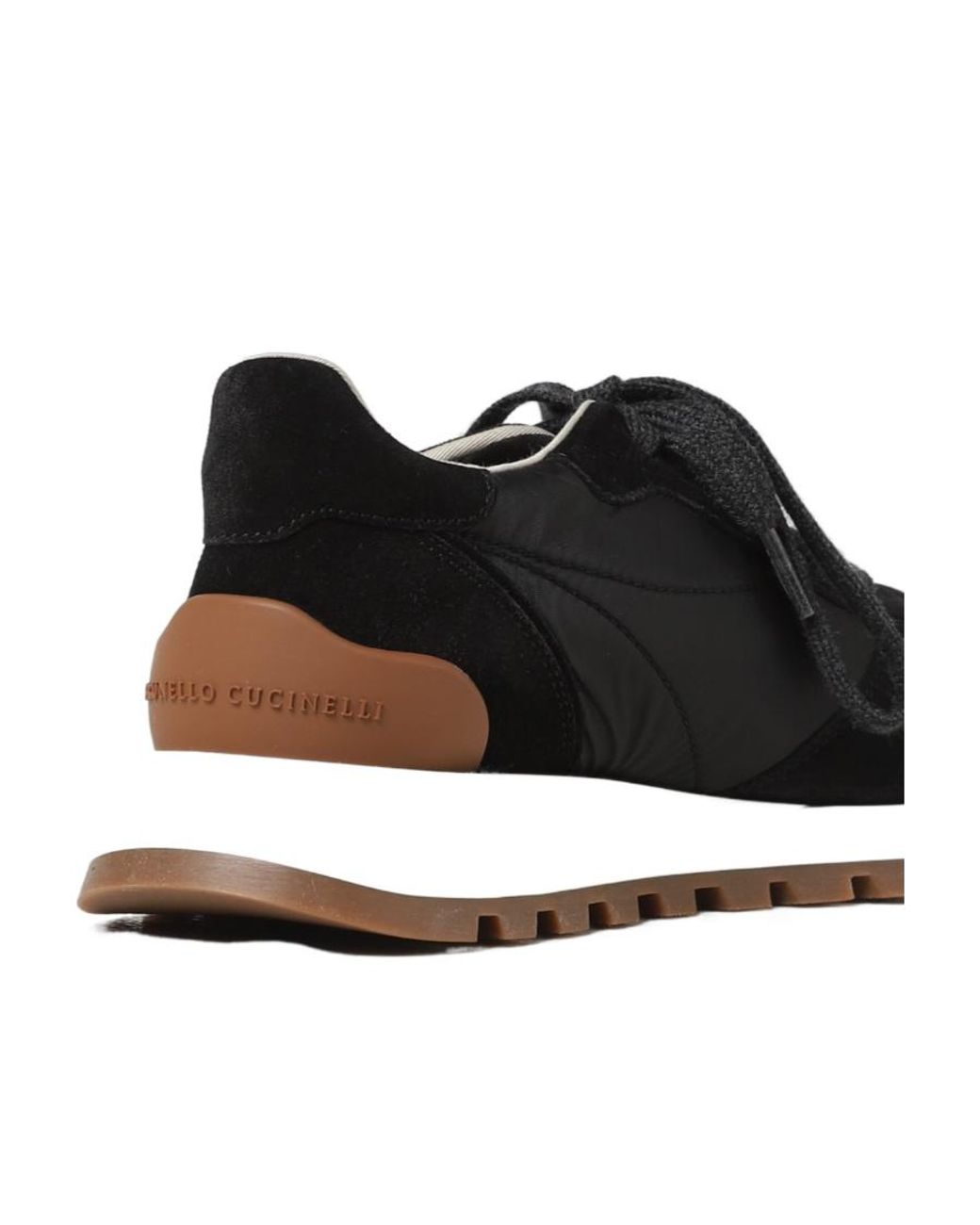 Brunello Cucinelli Black Panelled Lace-Up Sneakers