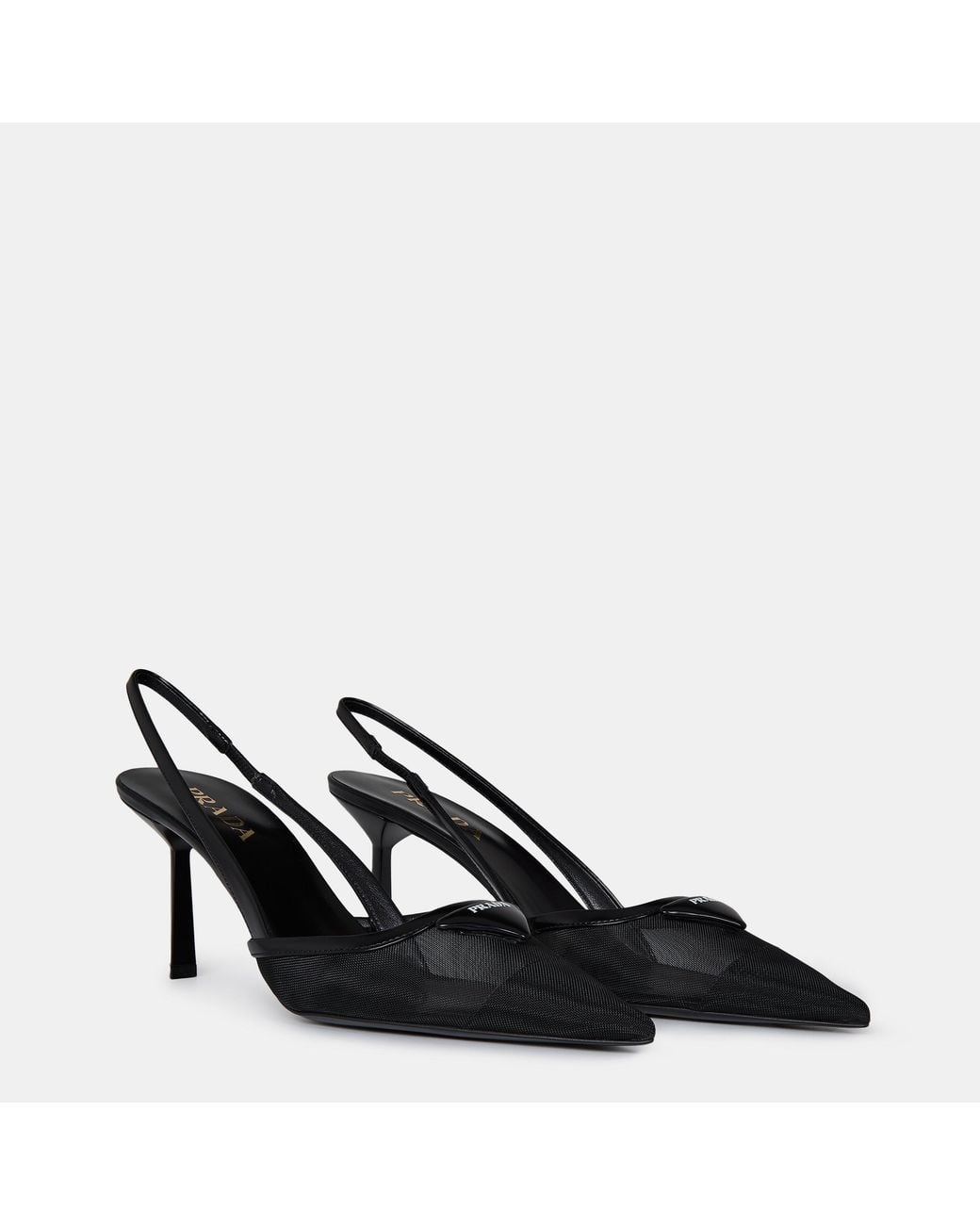 Prada Black Mesh Slingbacks