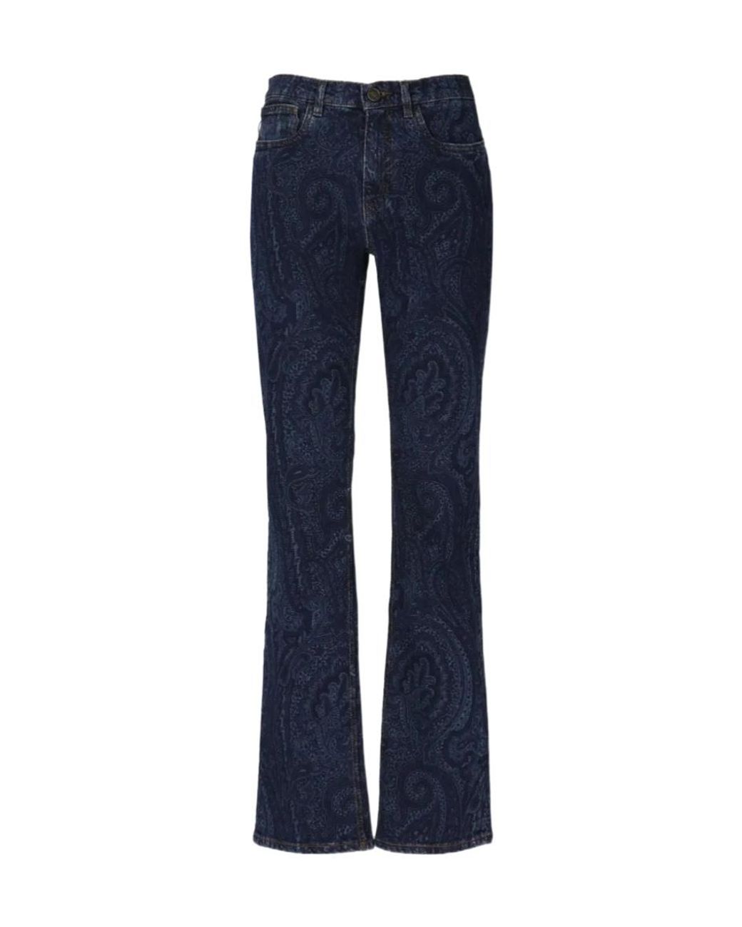 Etro Blue Paisley Straight-Leg Jeans