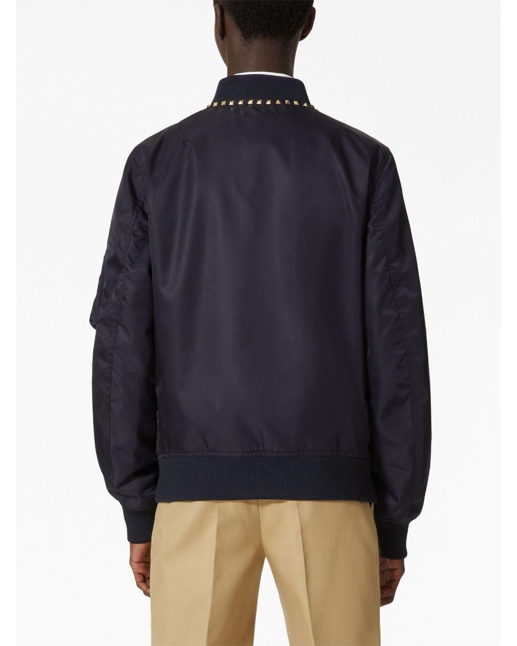 Valentino Blue Zip-Up Long-Sleeved Bomber Jacket for men