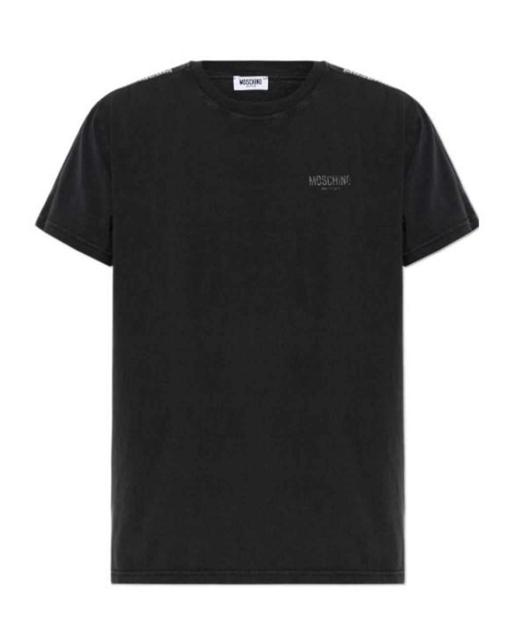 Moschino Black Logo Detailed Crewneck T-Shirt for men