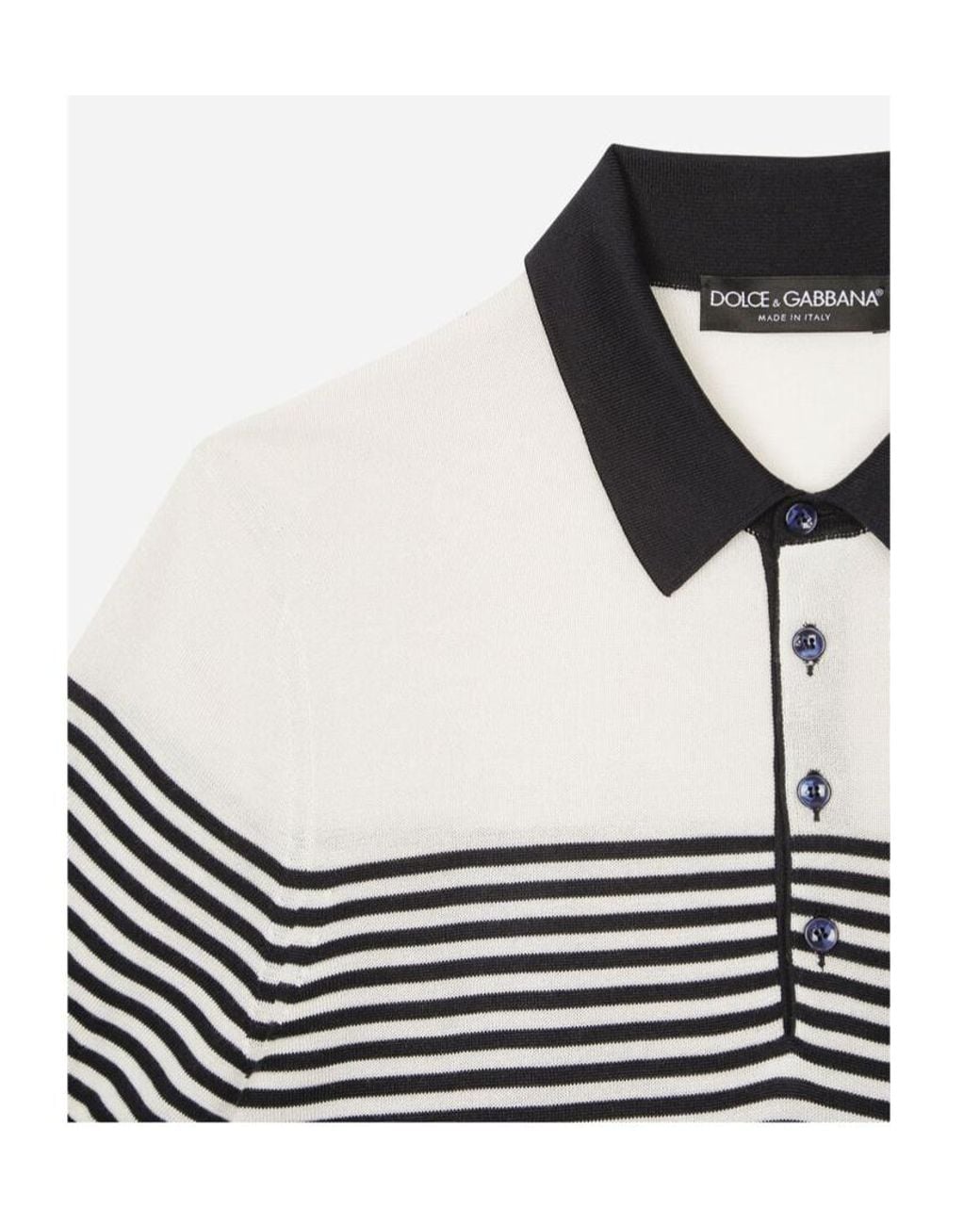 Dolce & Gabbana Black Dg Patch Striped Knitted Polo Shirt for men