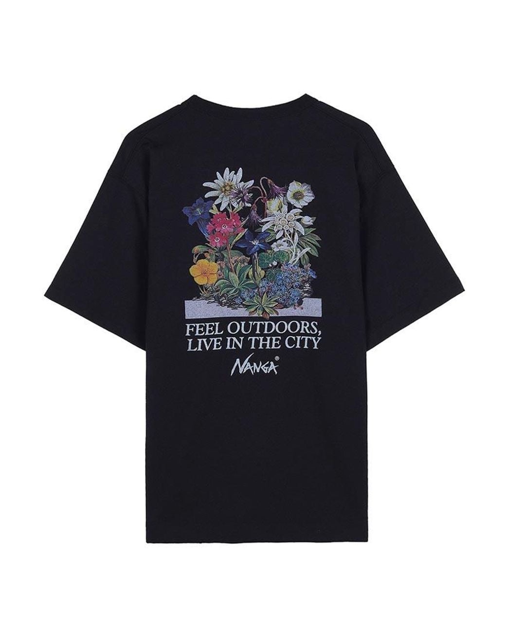 NANGA Black Retro Floral T-Shirt for men