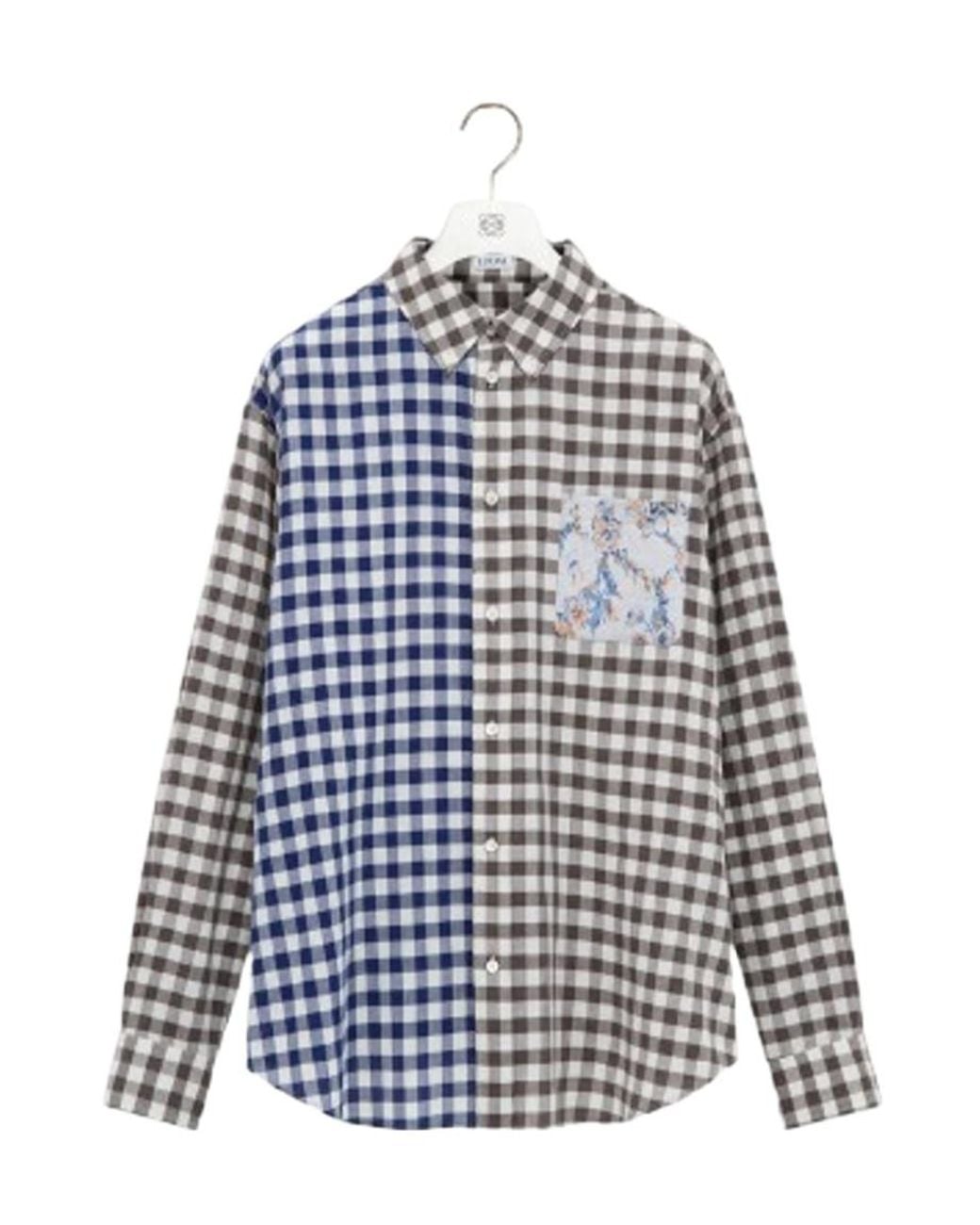 Loewe Blue Button Checked Shirt for men