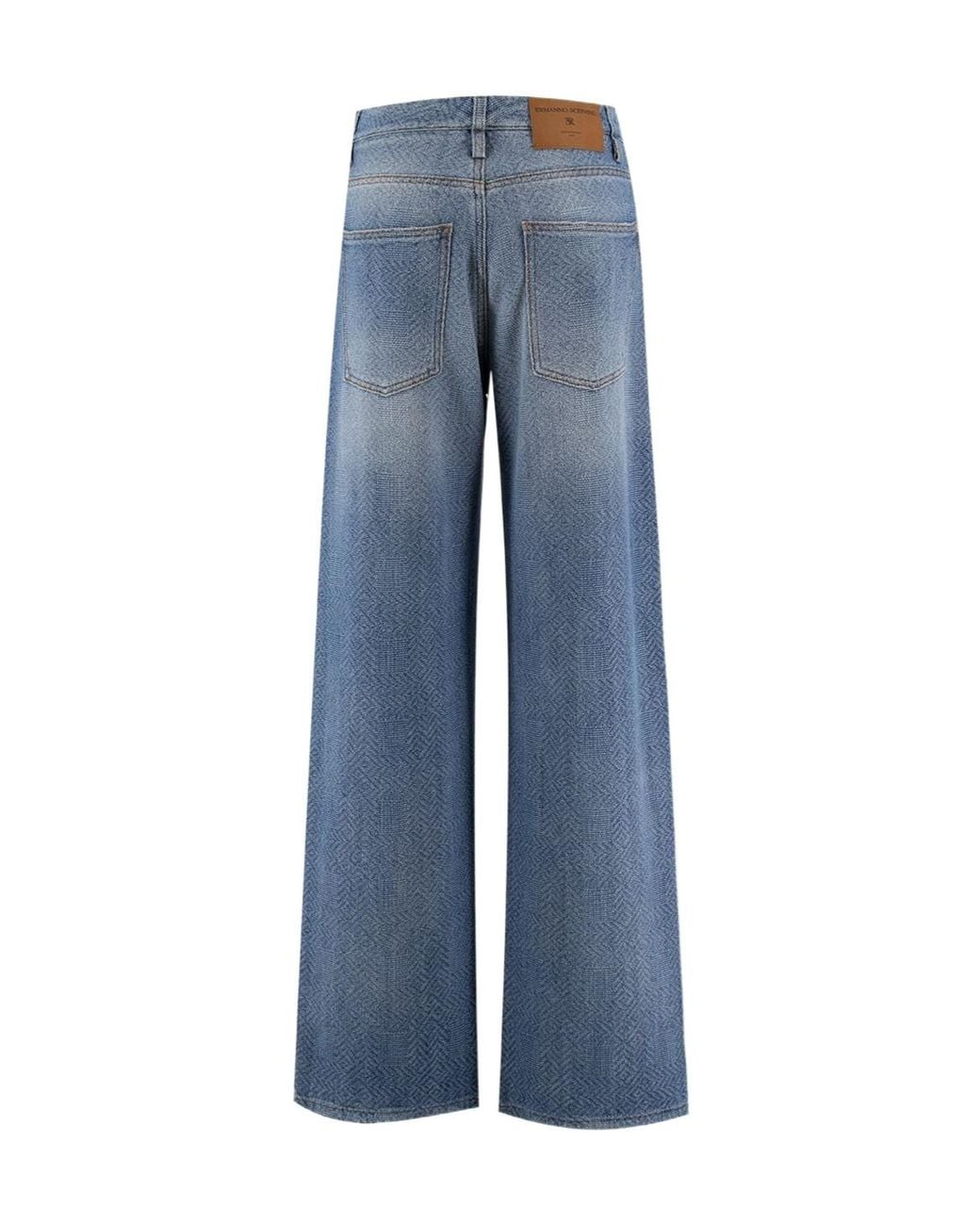 Ermanno Scervino Blue Wide-Leg Patterned Jeans