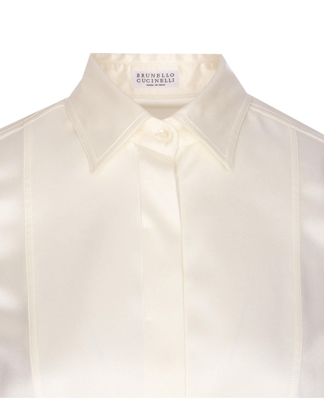Brunello Cucinelli White Long Sleeved Curved Hem Shirt