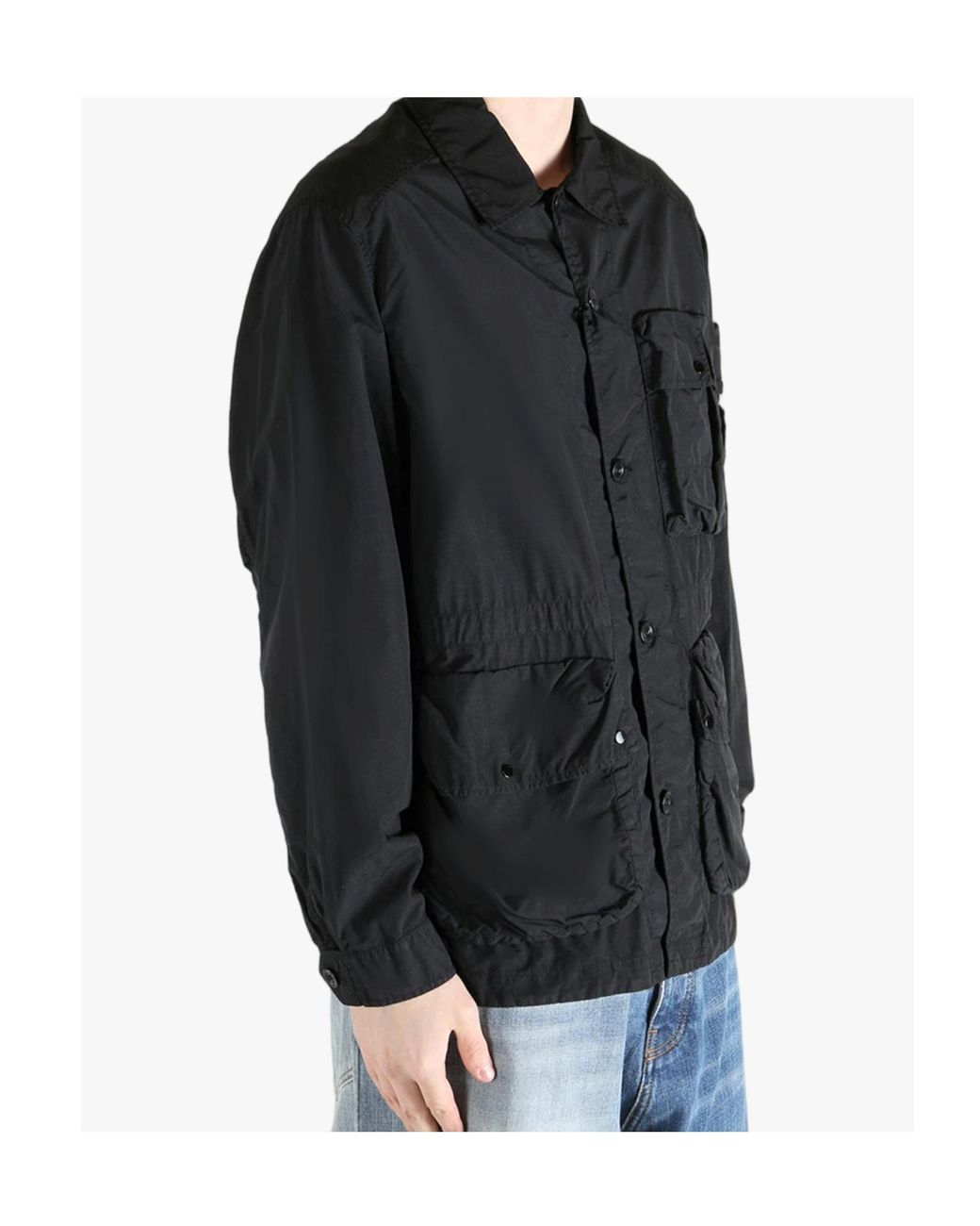C P Company Black Buttoned Multi-Pocket Jacket for men