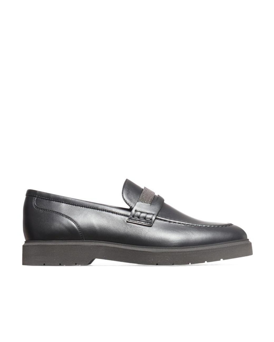 Brunello Cucinelli Gray Embellished Slip-On Loafers