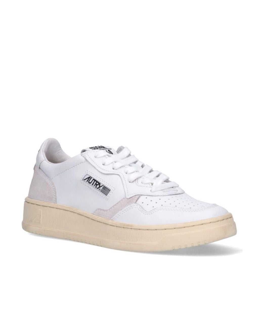 Autry White Perforated Low-Top Sneakers for men