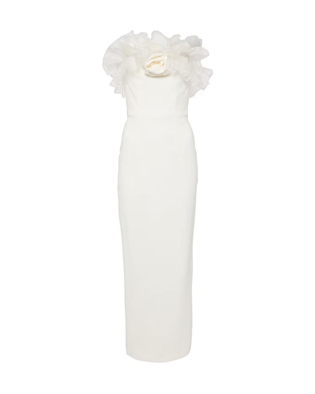 Alessandra Rich White Organza-Trimmed Crepe Bodice Dress