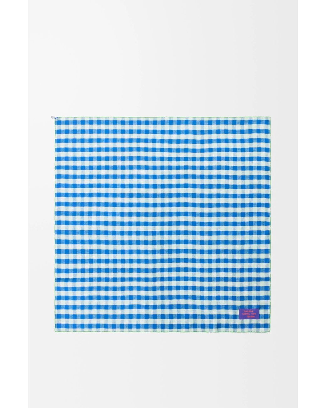 Loewe Green Floral-Print Gingham Scarf