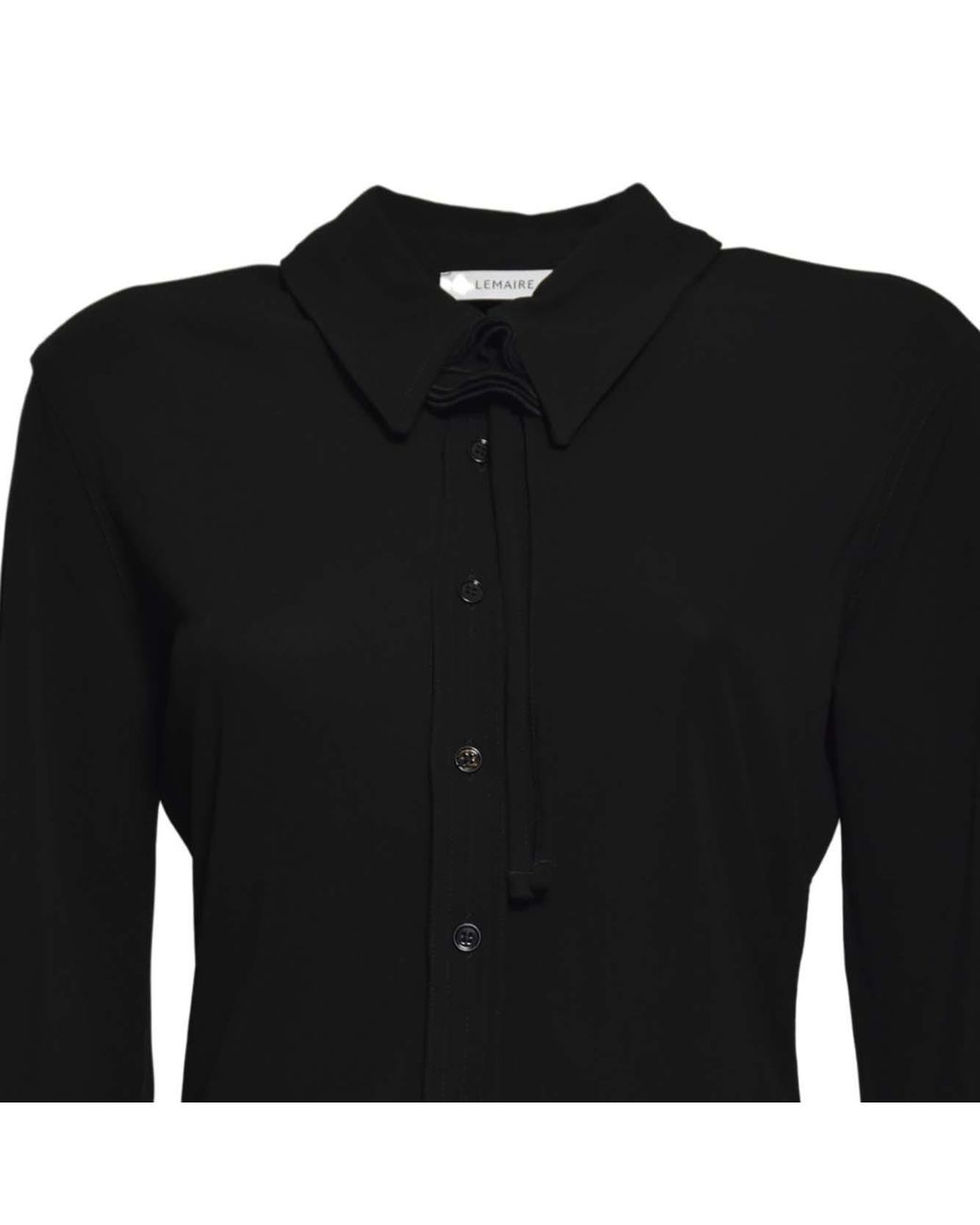 Lemaire Black Flower Detailed Long-Sleeved Shirt