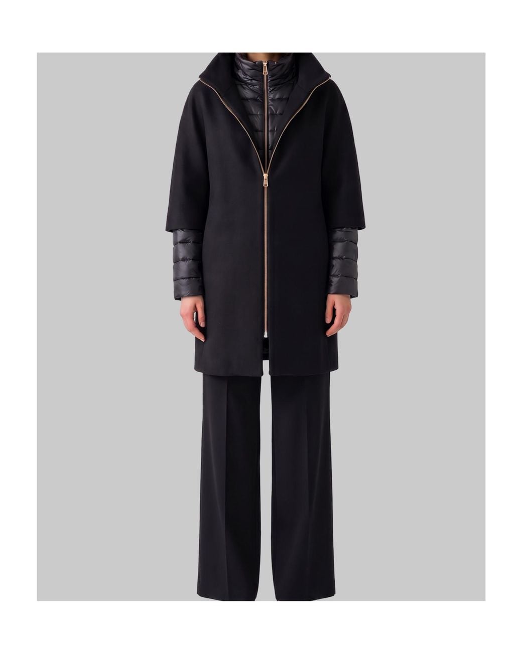 Herno Black Ecowool And Nylon Ultralight Coat