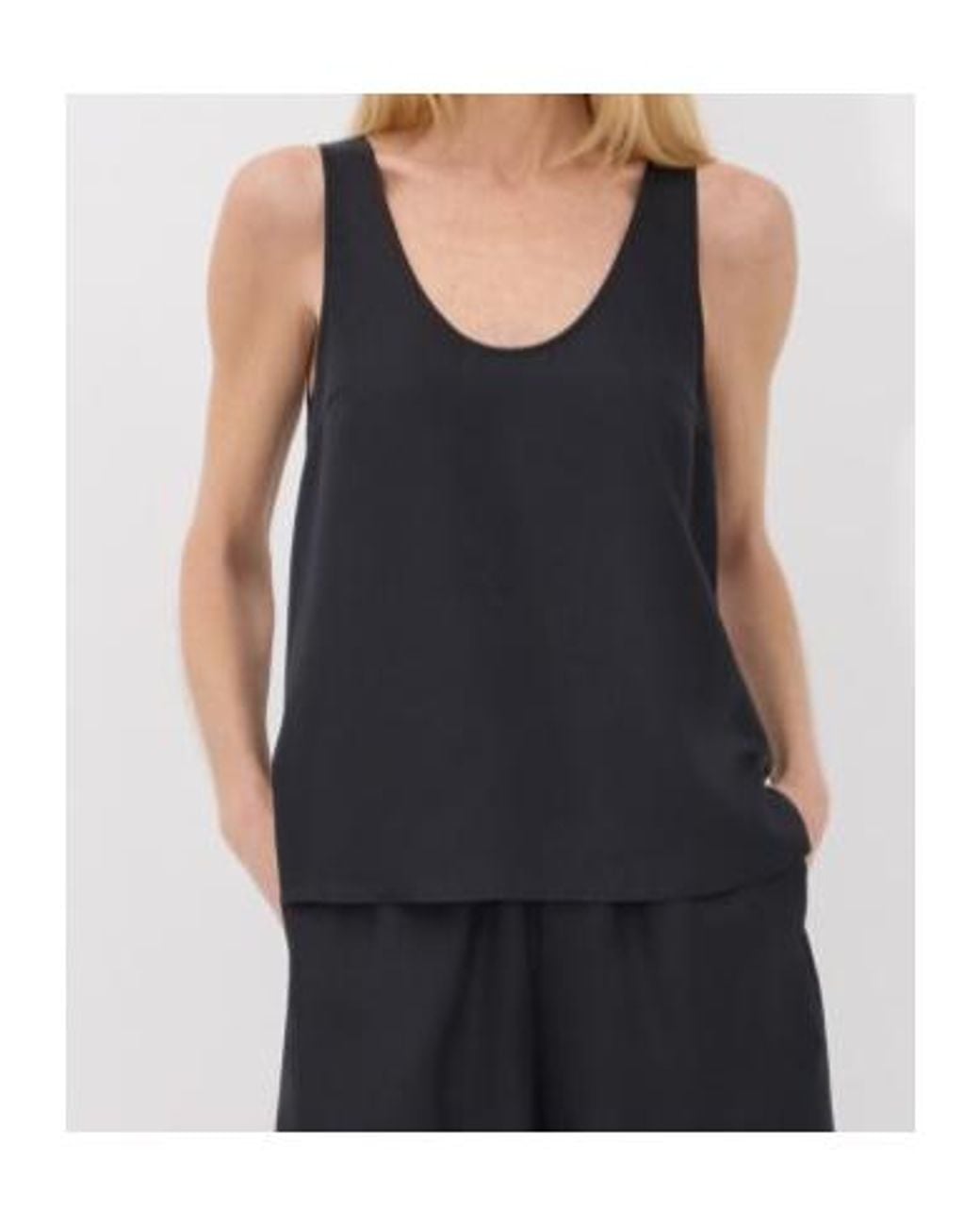 Loulou de Saison Black Gaby Scoop-Neck Silk Top