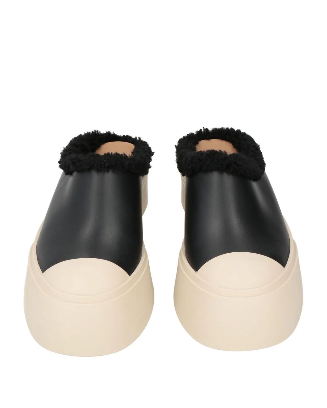 Marni Black Minimalist Leather Wedge Clogs