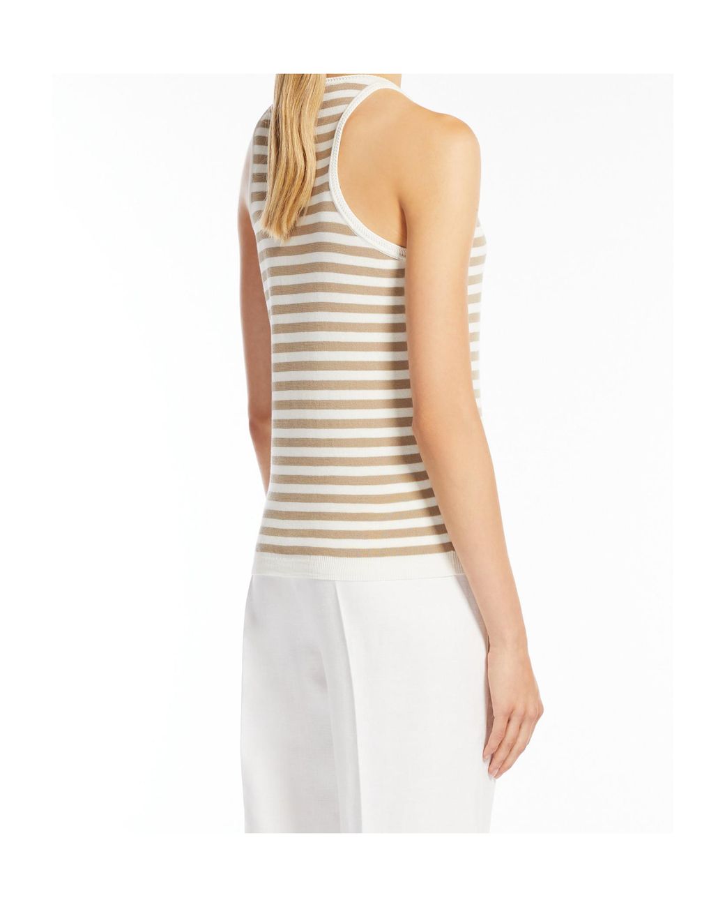 Max Mara Natural Arnes Striped Ribbed Tank Top