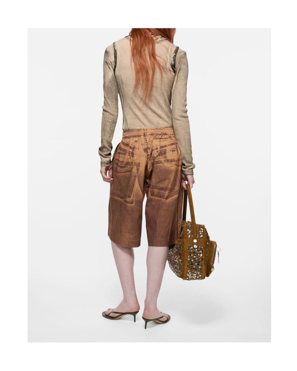 Acne Natural Layered Printed Crewneck T-Shirt