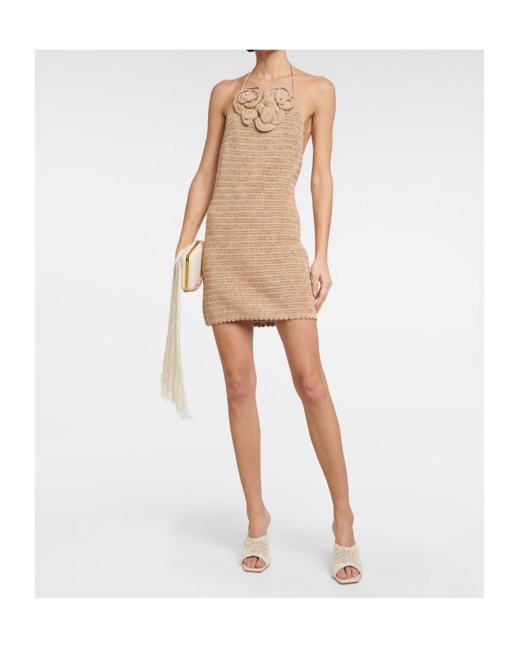 Magda Butrym Natural Crochet Cotton-Blend Minidress