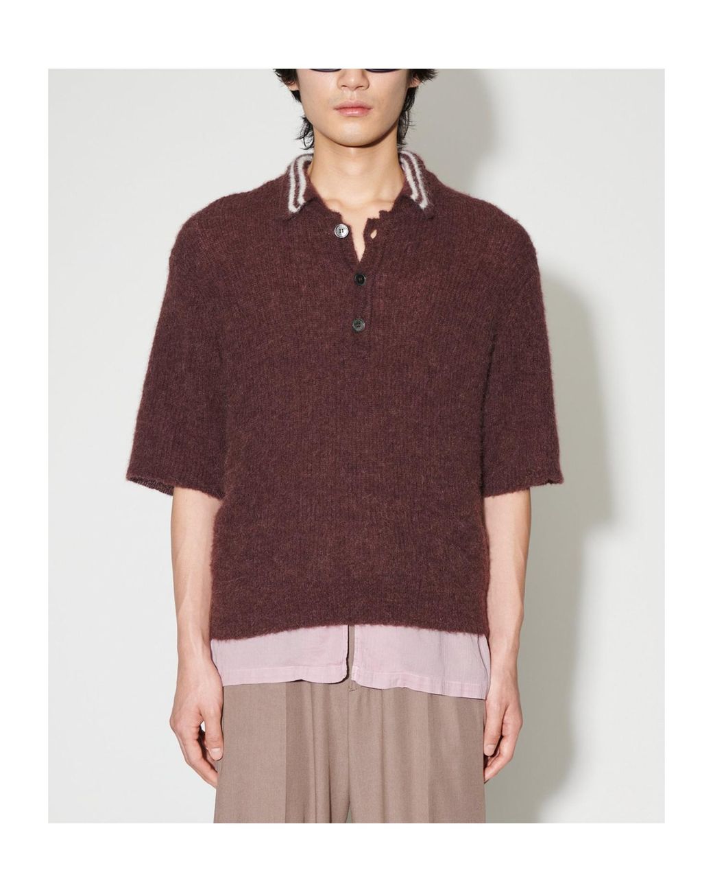 Our Legacy Red Traditional Knitted Polo Shirt for men