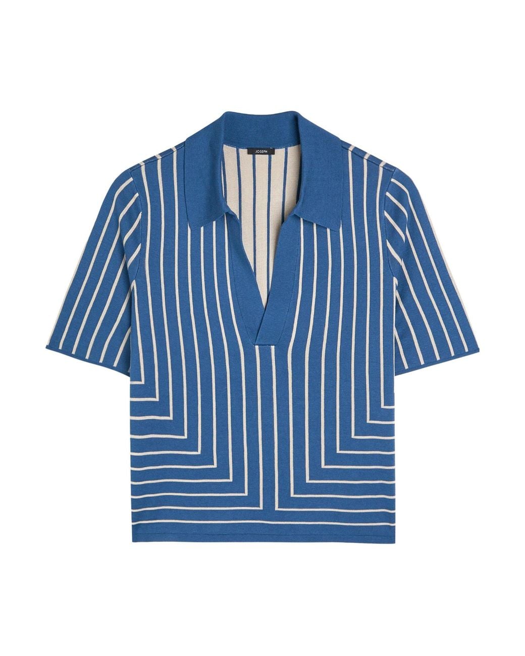 Joseph Blue Geometric Jacquard Short-Sleeve Cropped Polo Shirt