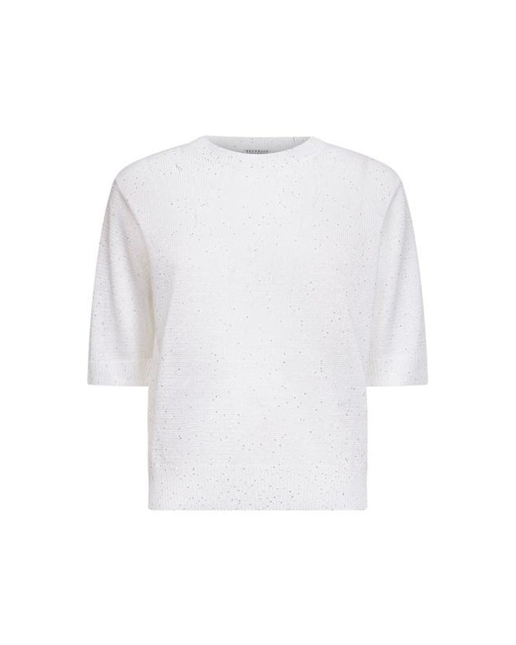 Brunello Cucinelli White Sequin Sweater