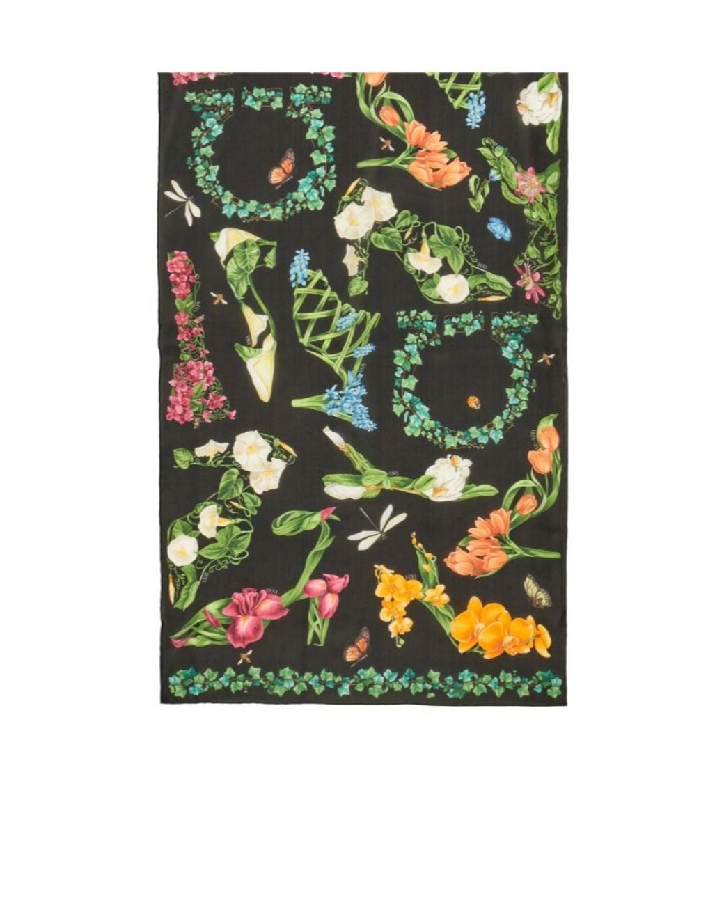 Ferragamo Green Eden Shoes Print Silk Scarf