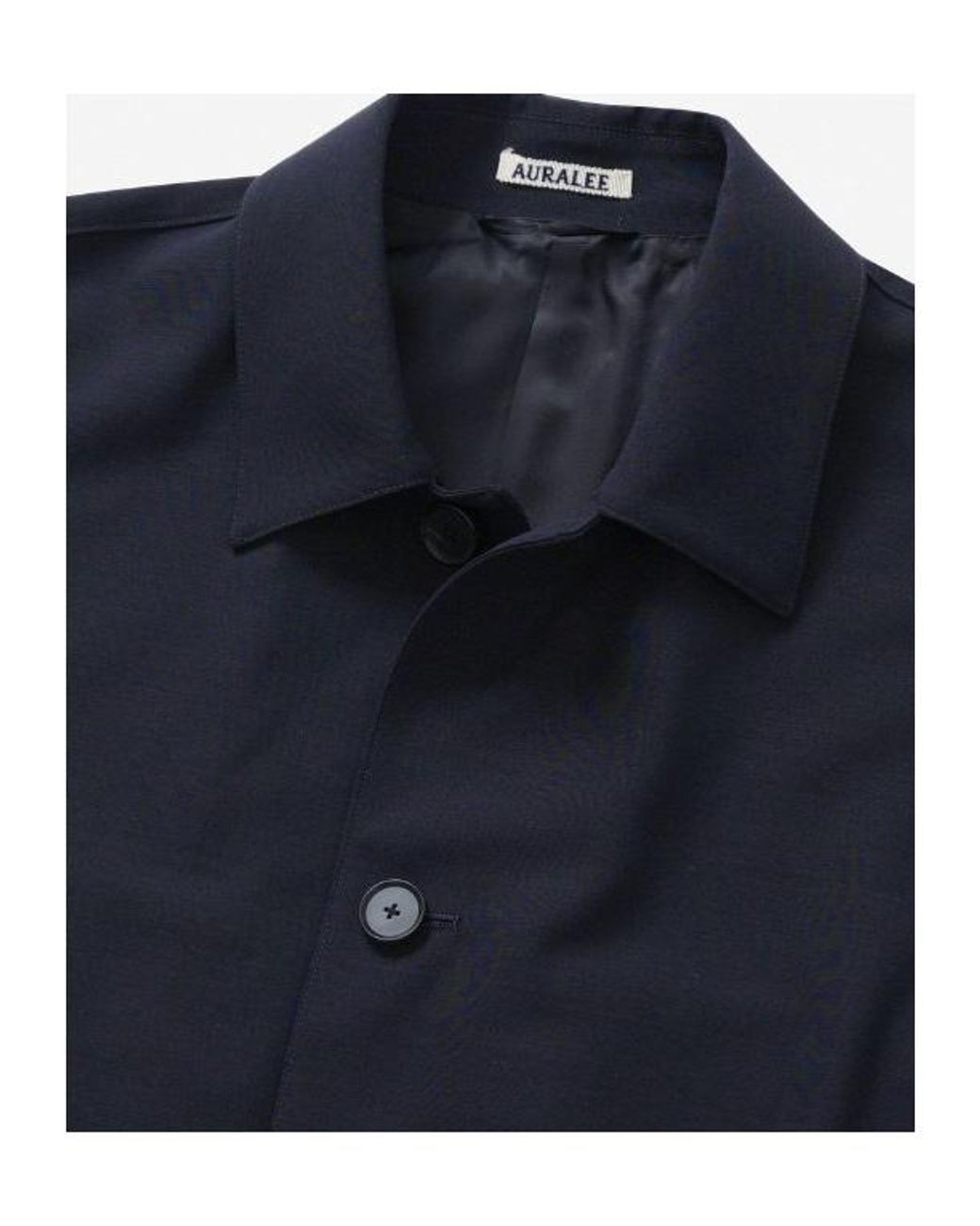 Auralee Blue Wool Collar Trench Coat for men