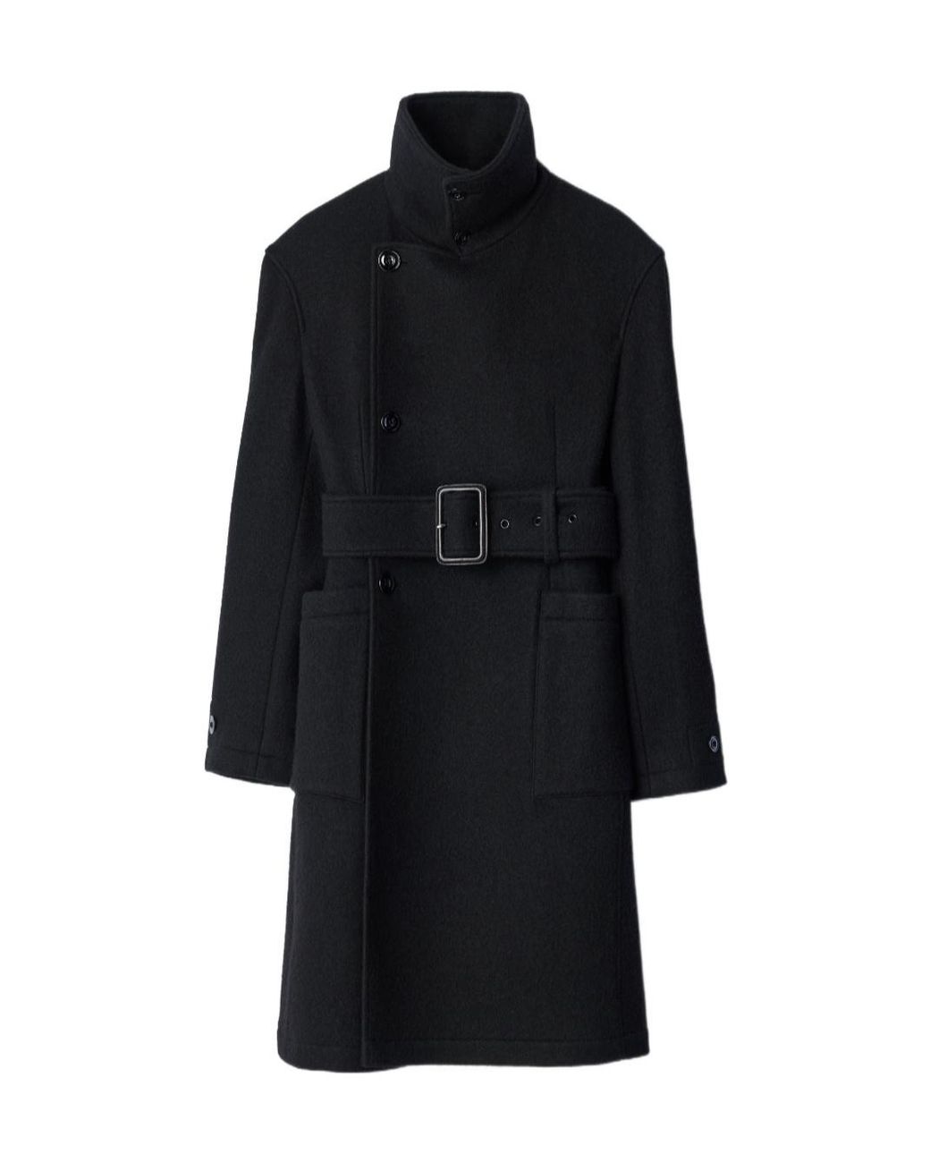 Lemaire Black Fitted Double-Breasted Wrap Coat