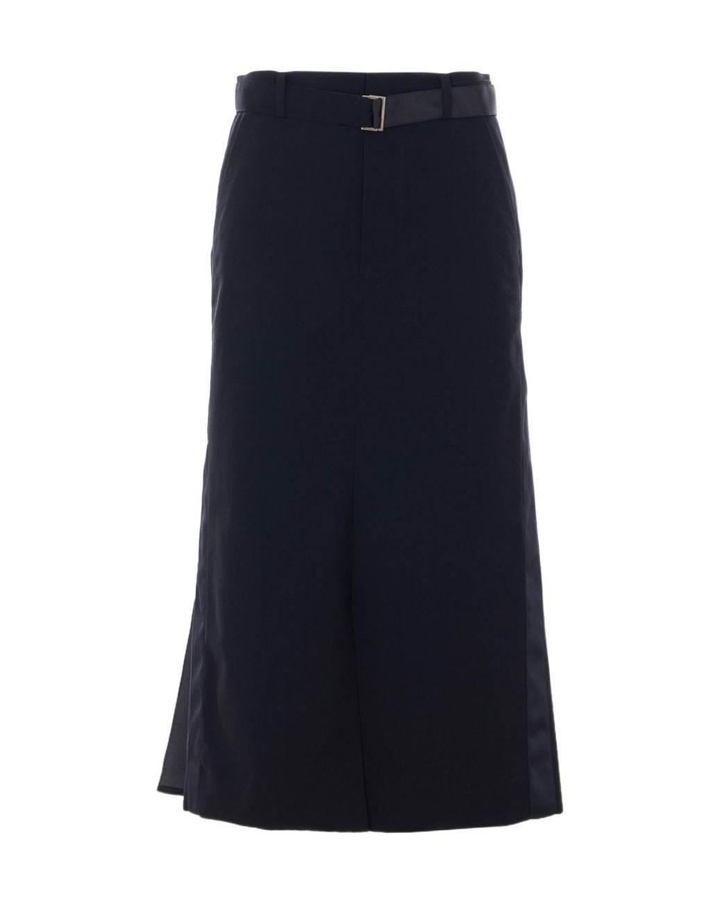 Sacai Blue Belted Pleated Midi Skirt
