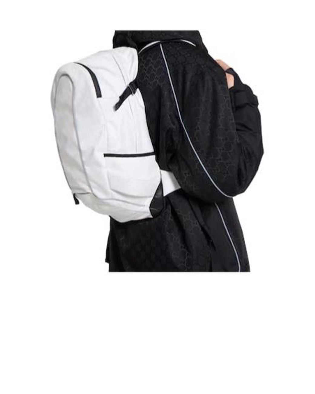 Gucci Gray Monogrammed Zipped Small Backpack for men