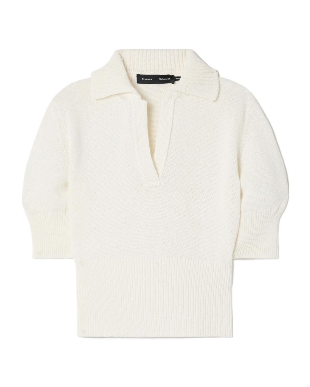 Proenza Schouler White Cropped Cotton-Blend Polo Top