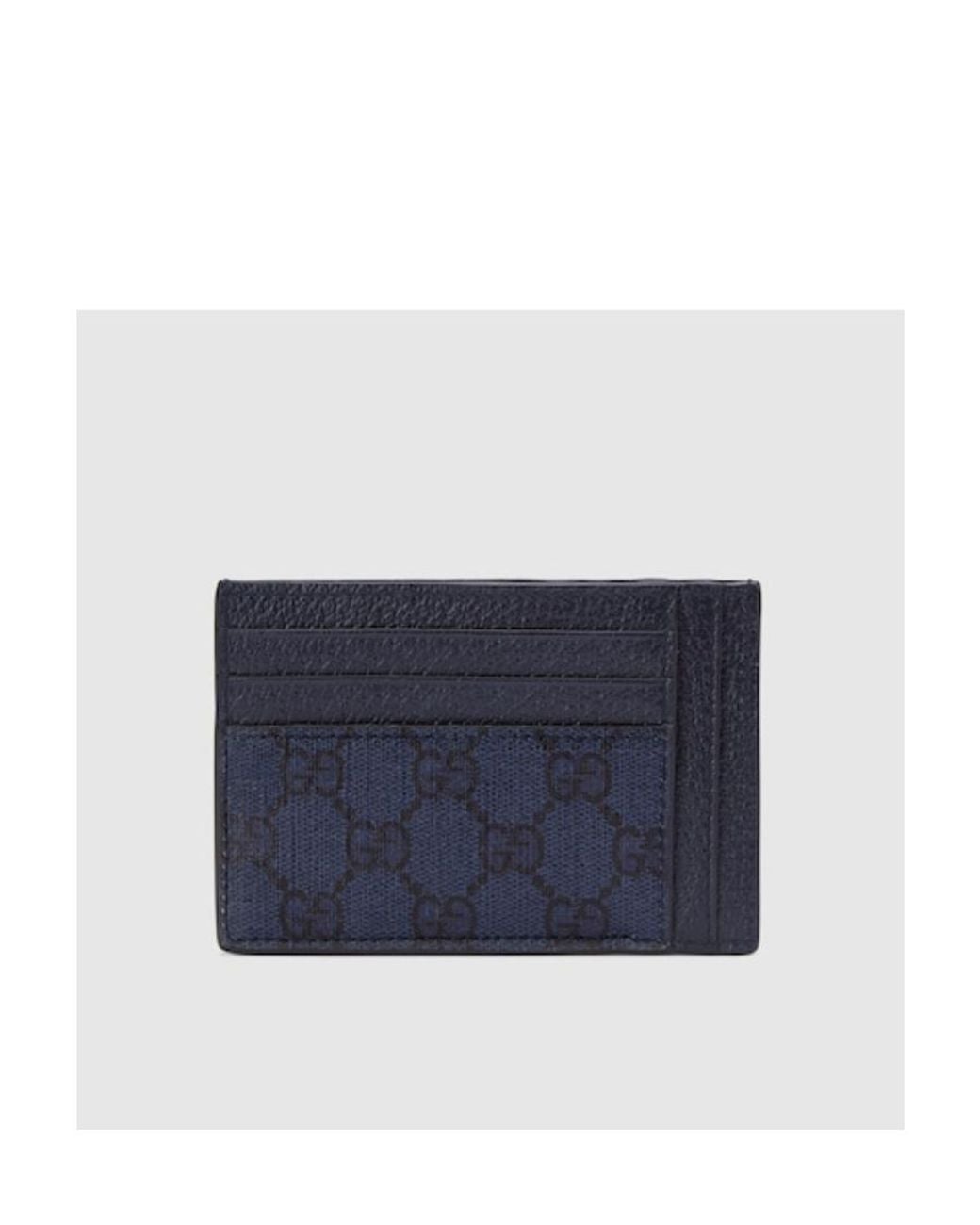 Gucci Blue Gg Logo Plaque Card Holder for men