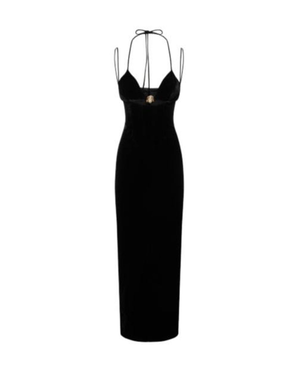 Alessandra Rich Black Neck-Hanging Long Dress