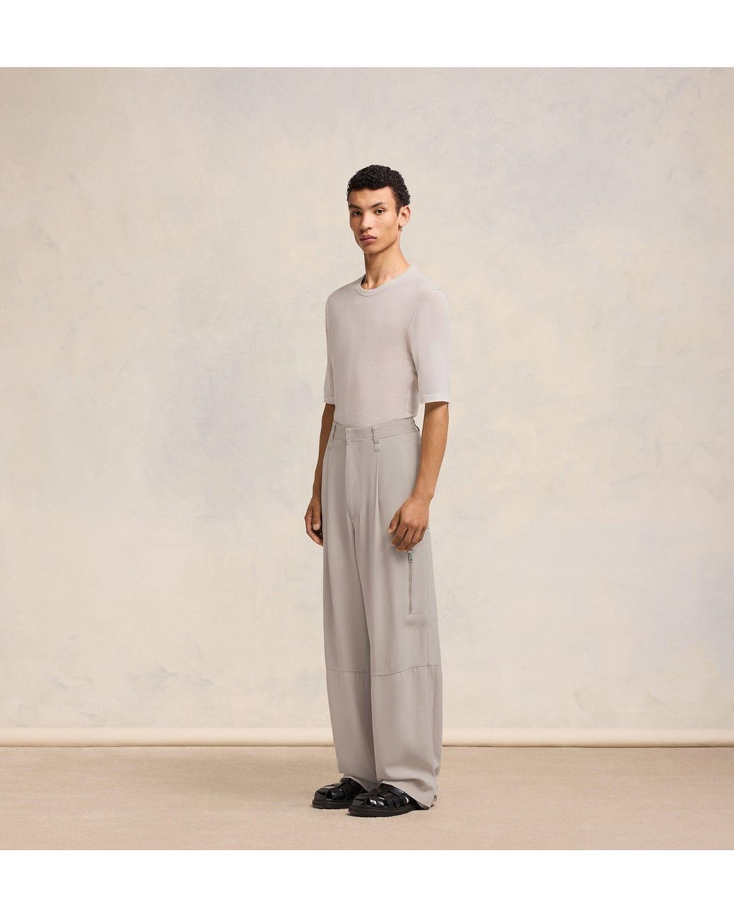AMI Gray Ami Wide-Leg Pants for men