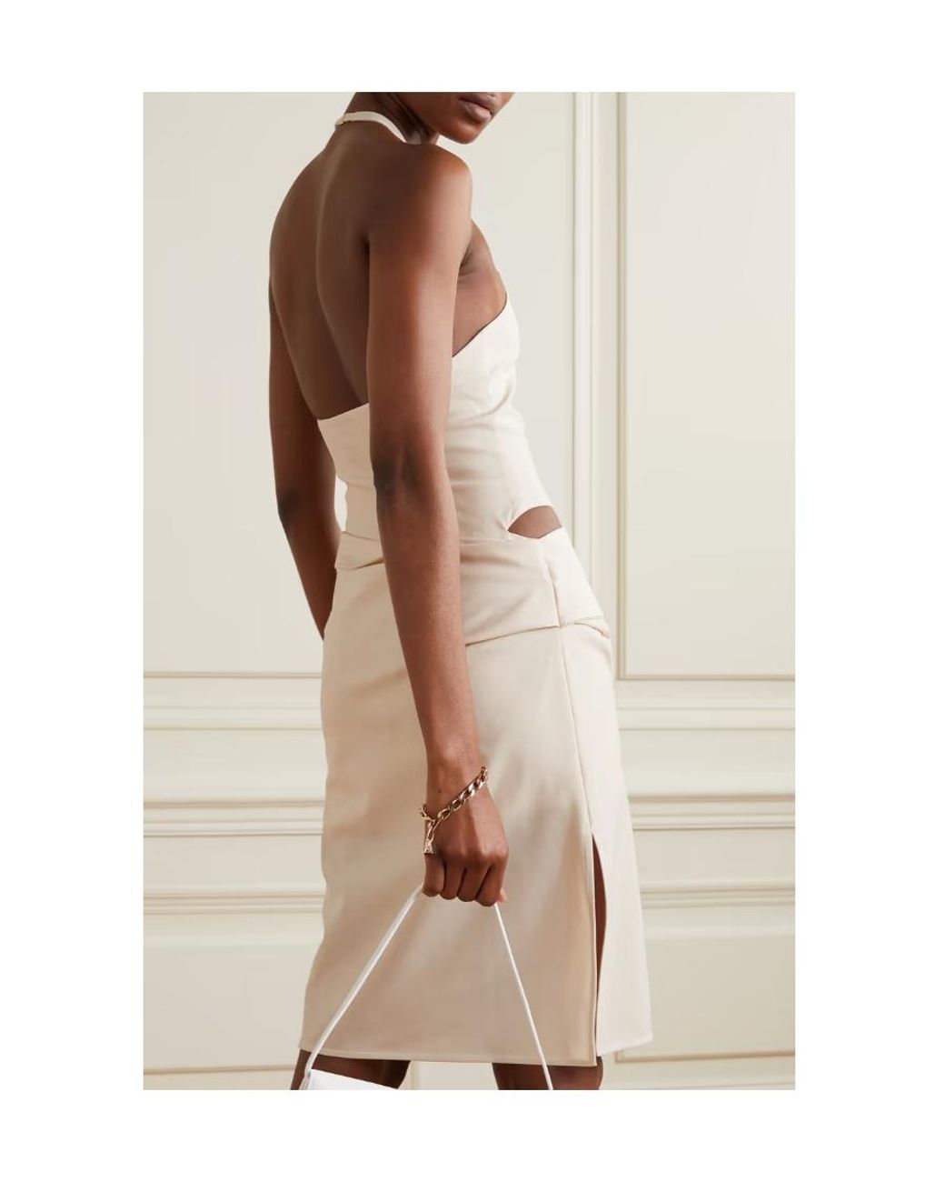 Jacquemus White Cut-Out Sleeveless Asymmetric Dress