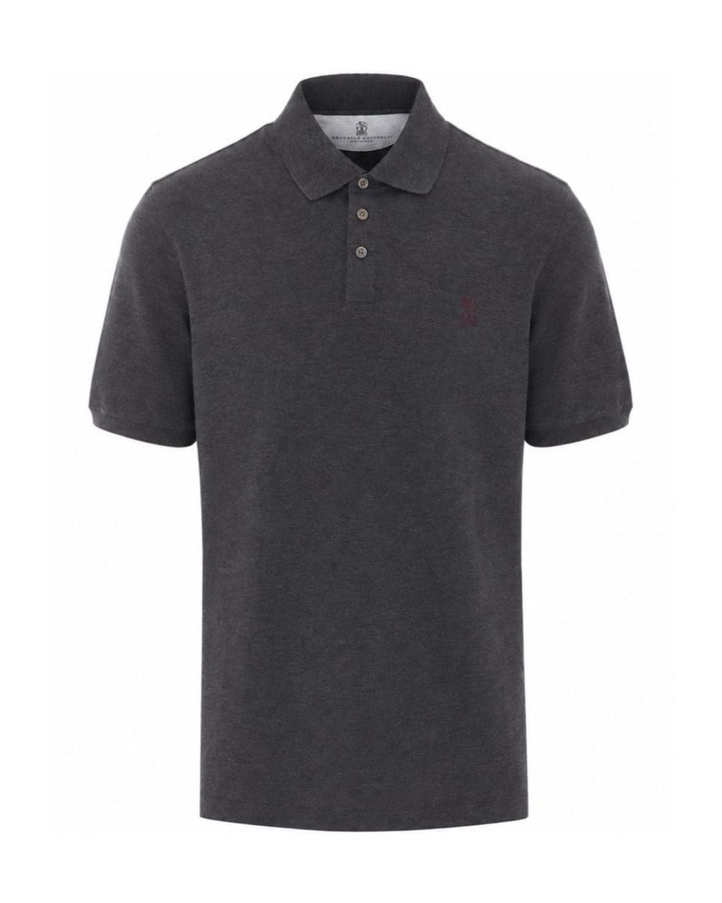 Brunello Cucinelli Black Logo Detailed Short-Sleeved Polo Shirt for men