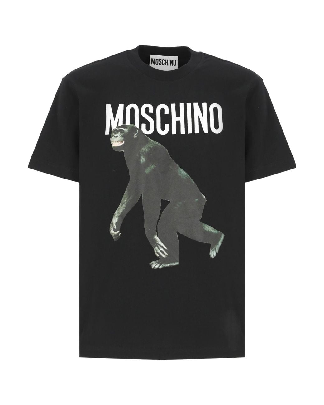 Moschino Black Logo Printed Crewneck T-Shirt for men