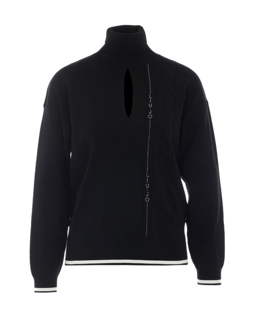 Liu Jo Black Cut-Out High Neck Knitted Sweater