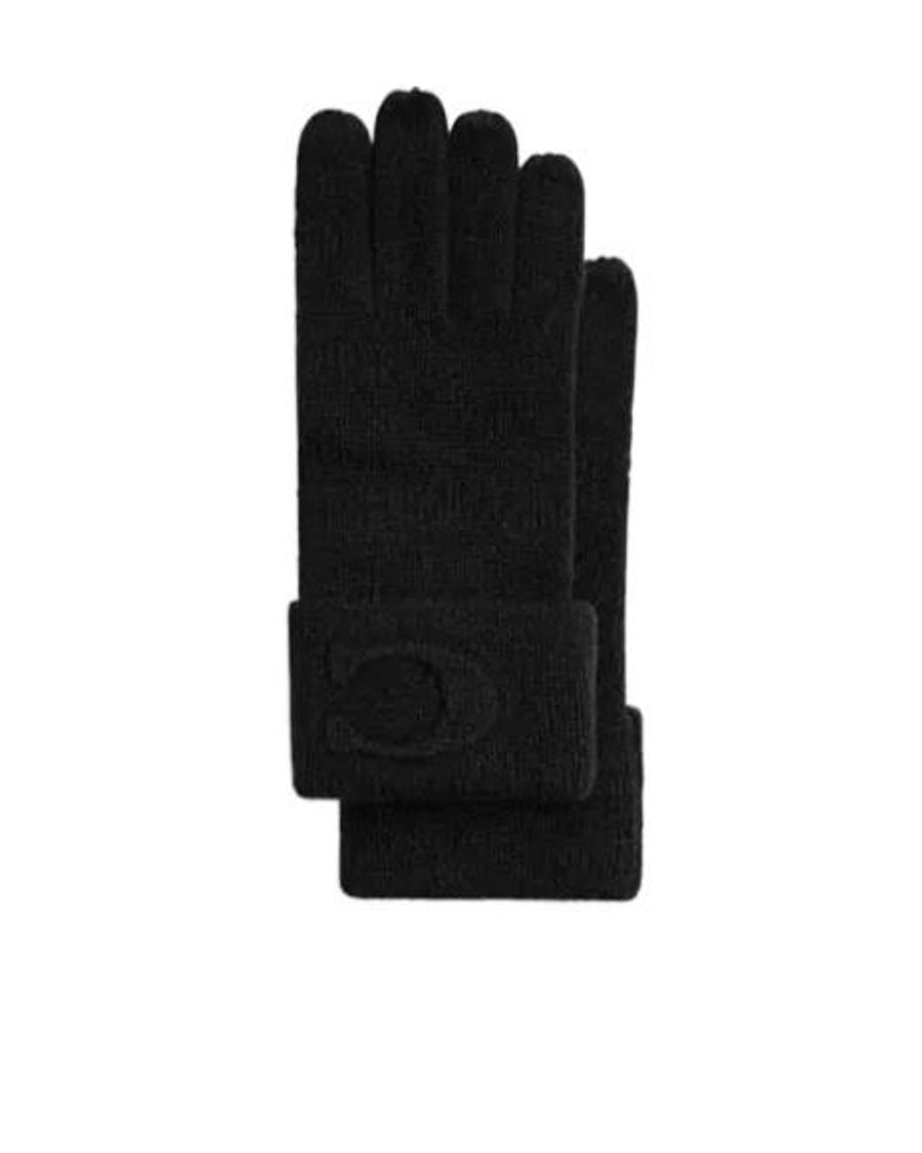 COACH Black Signature Embossed Knit Gloves