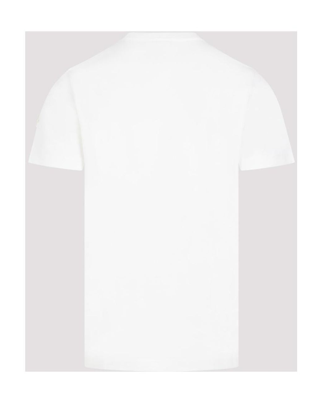 Moncler White Logo Detailed Crew Neck T-Shirt for men